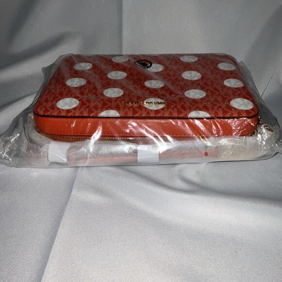 Michael Kors Jet Set Item Crossbody Bag Polka Dots Red Clay Still Factory Sealed - Picture 4 of 9